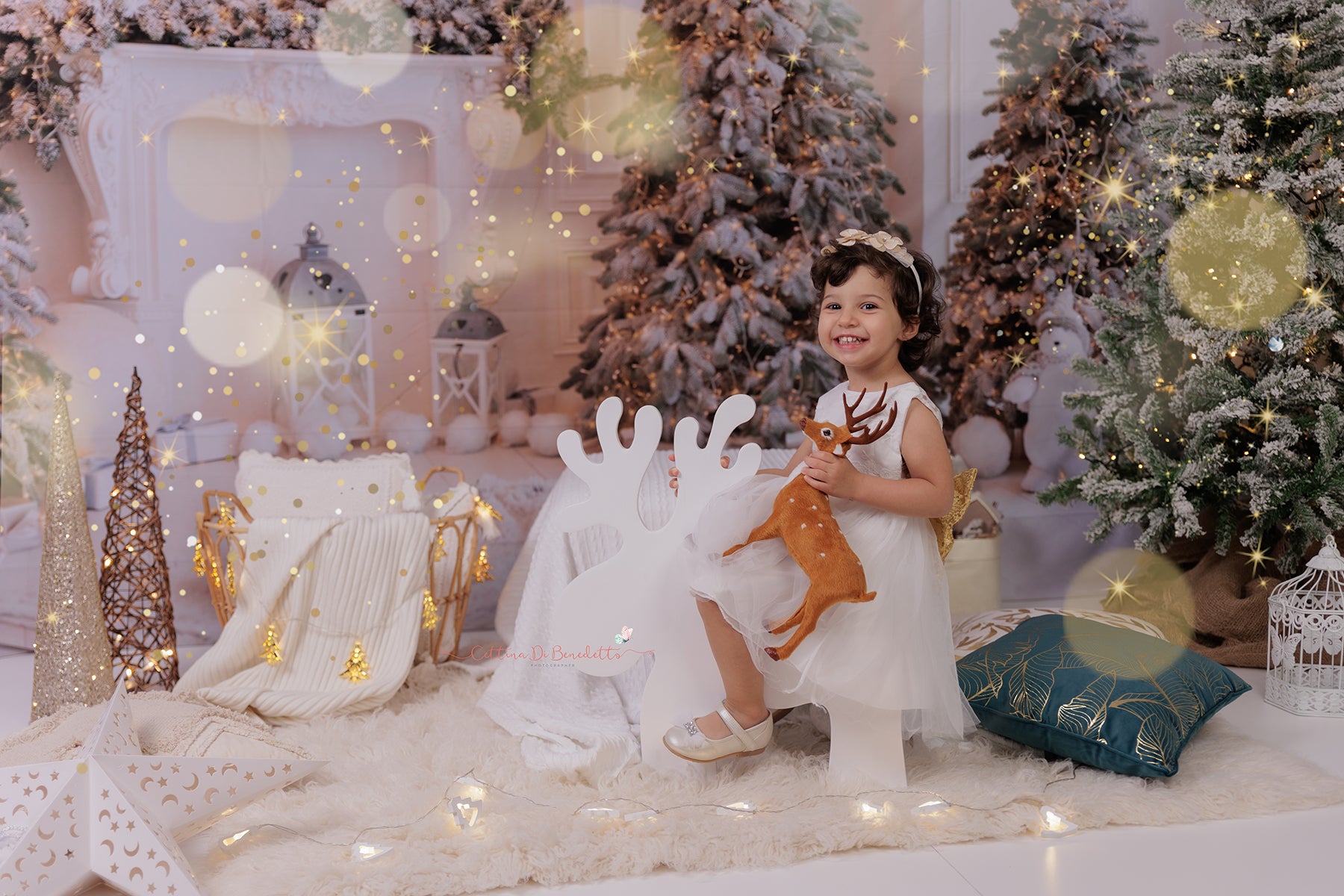 Kate Ours Sapin de Noël Arbre Cheminée Blanc Toile de fond pour la photographie - Kate Backdrop FR