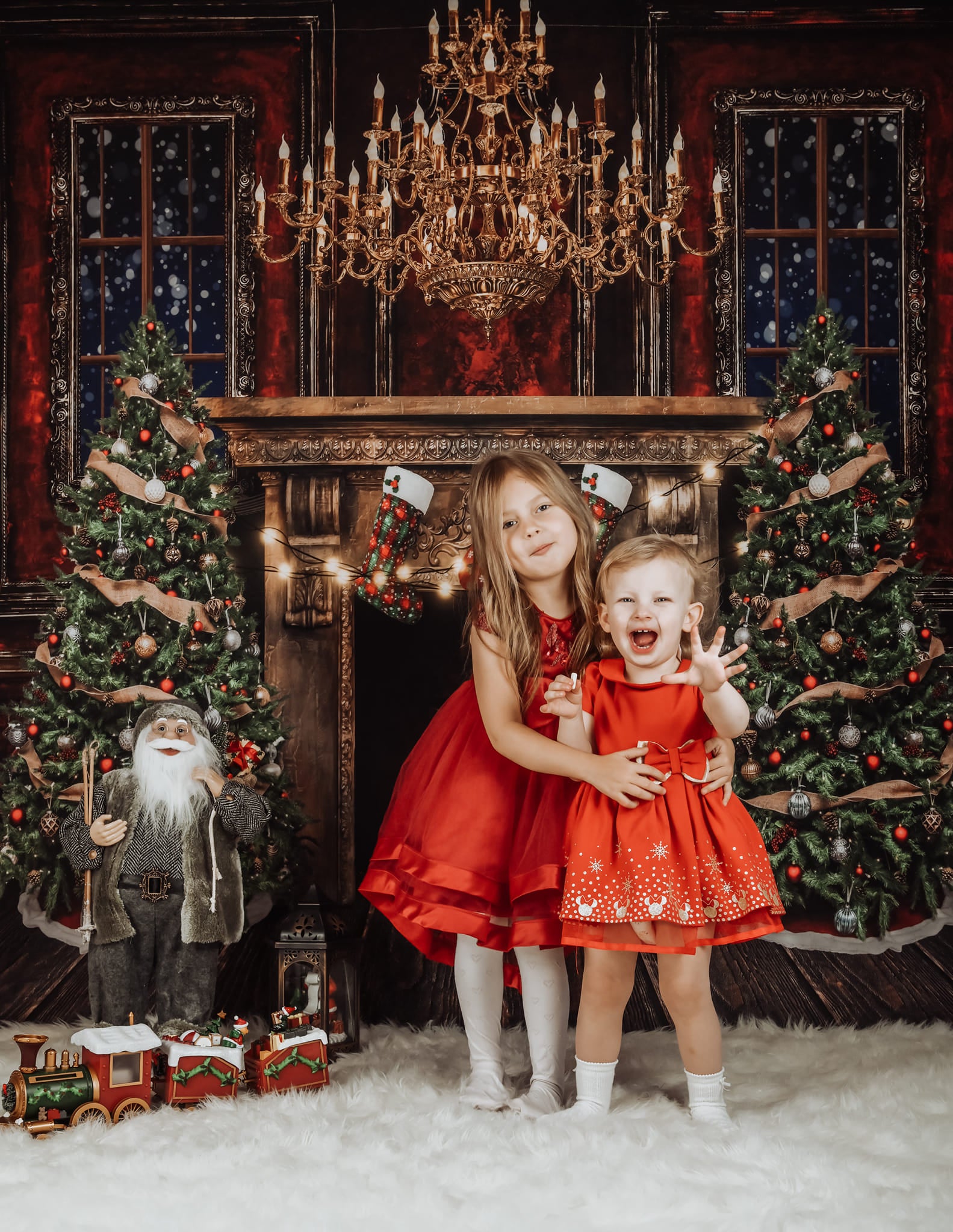 Kate Cheminée Noël Fenêtre Lustre Toile de fond conçue par Emetselch - Kate Backdrop FR