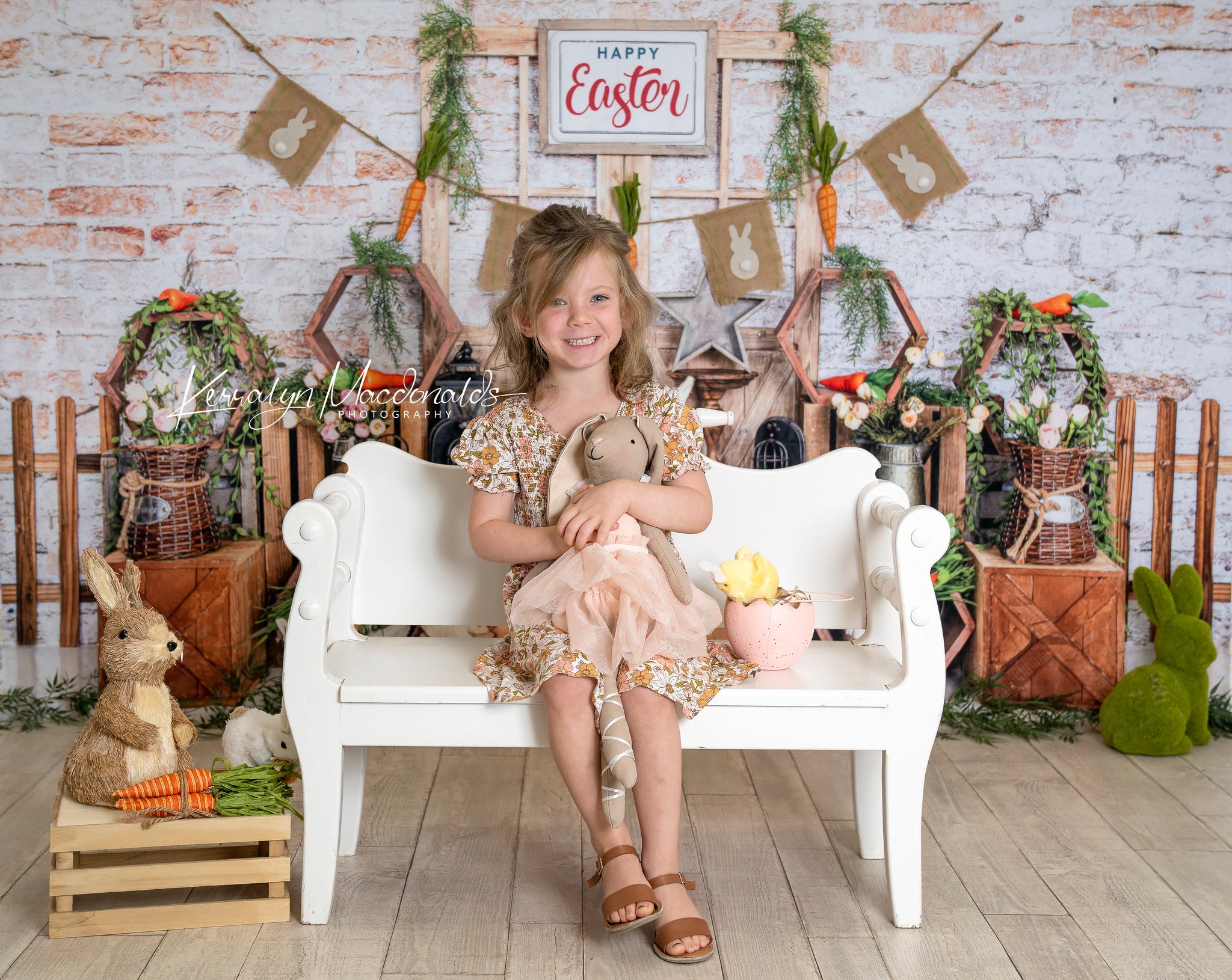 Kate Mur de briques Lapin Pâques Toile de fond pour la photographie - Kate Backdrop FR