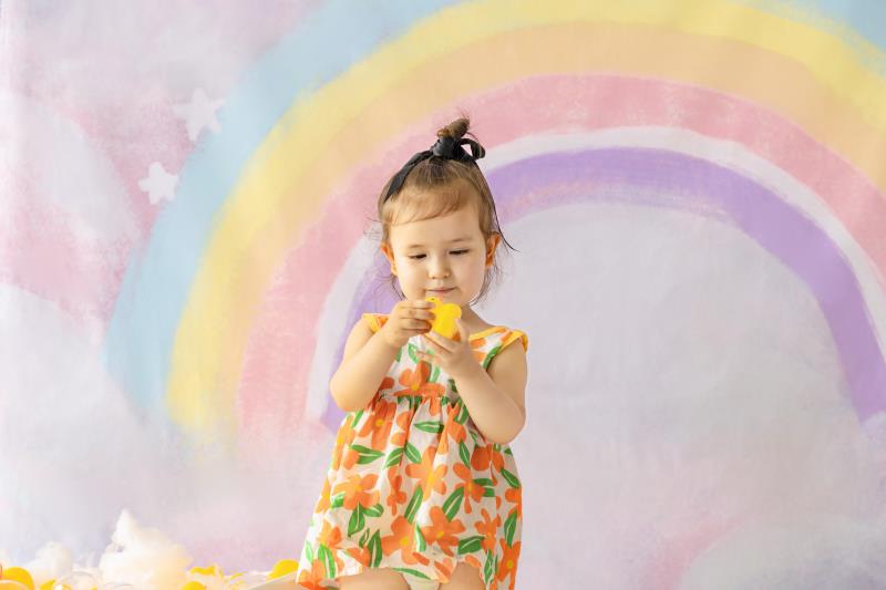 Kate Sweep Mur-à-Sol Cake smash Arc-en-ciel Toile de fond conçue par Chain Photographie - Kate Backdrop FR