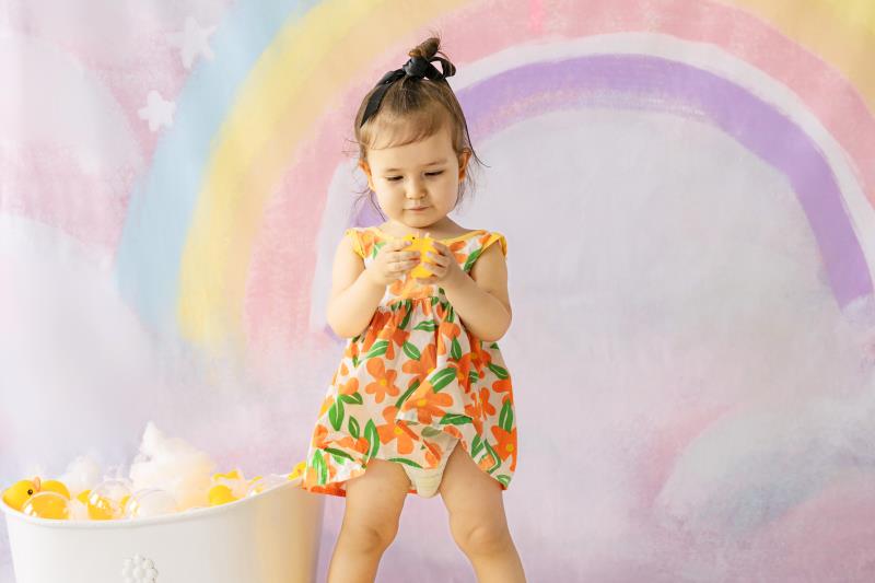 Kate Sweep Mur-à-Sol Cake smash Arc-en-ciel Toile de fond conçue par Chain Photographie - Kate Backdrop FR