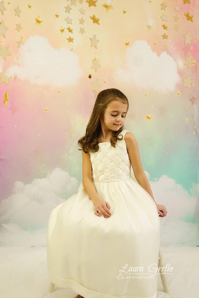 Katebackdrop£ºKate Twinkle Sky Cloud rainbow with the gold stars cake smash backdrop designed by Jerry_Sina