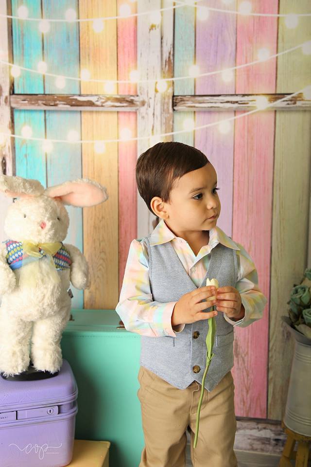Katebackdrop£ºKate Birthday Baby Colorful Wood Wall with Window Easter Backdrop for Children Designed by JFCC