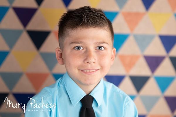 Kate Triangles Jaune Bleu Rétro Portrait Toile de fond conçue par jerry_sina - Kate Backdrop FR