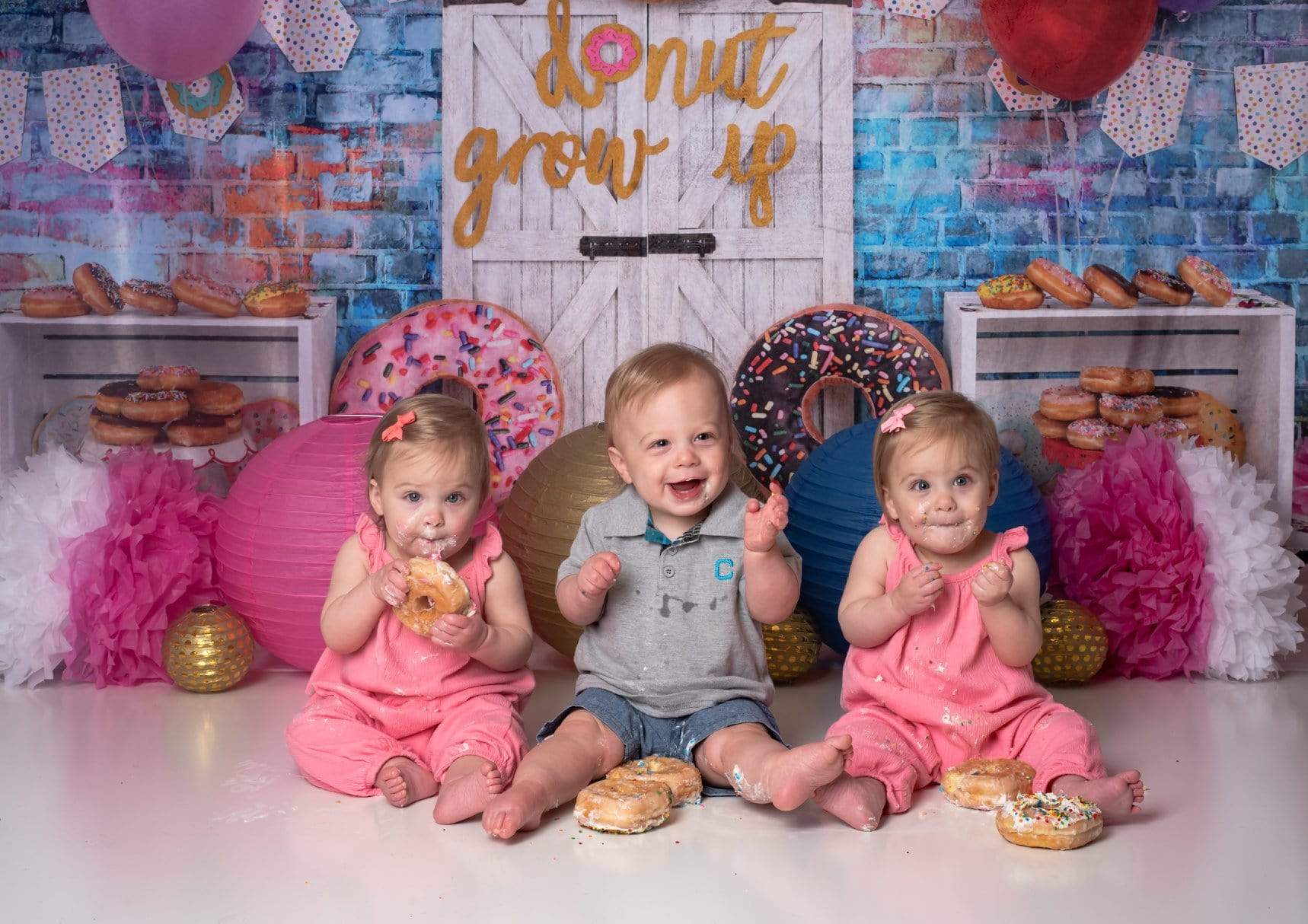 Kate Ballons Anniversaire Donut Enfants Toile de fond pour la photographie - Kate Backdrop FR