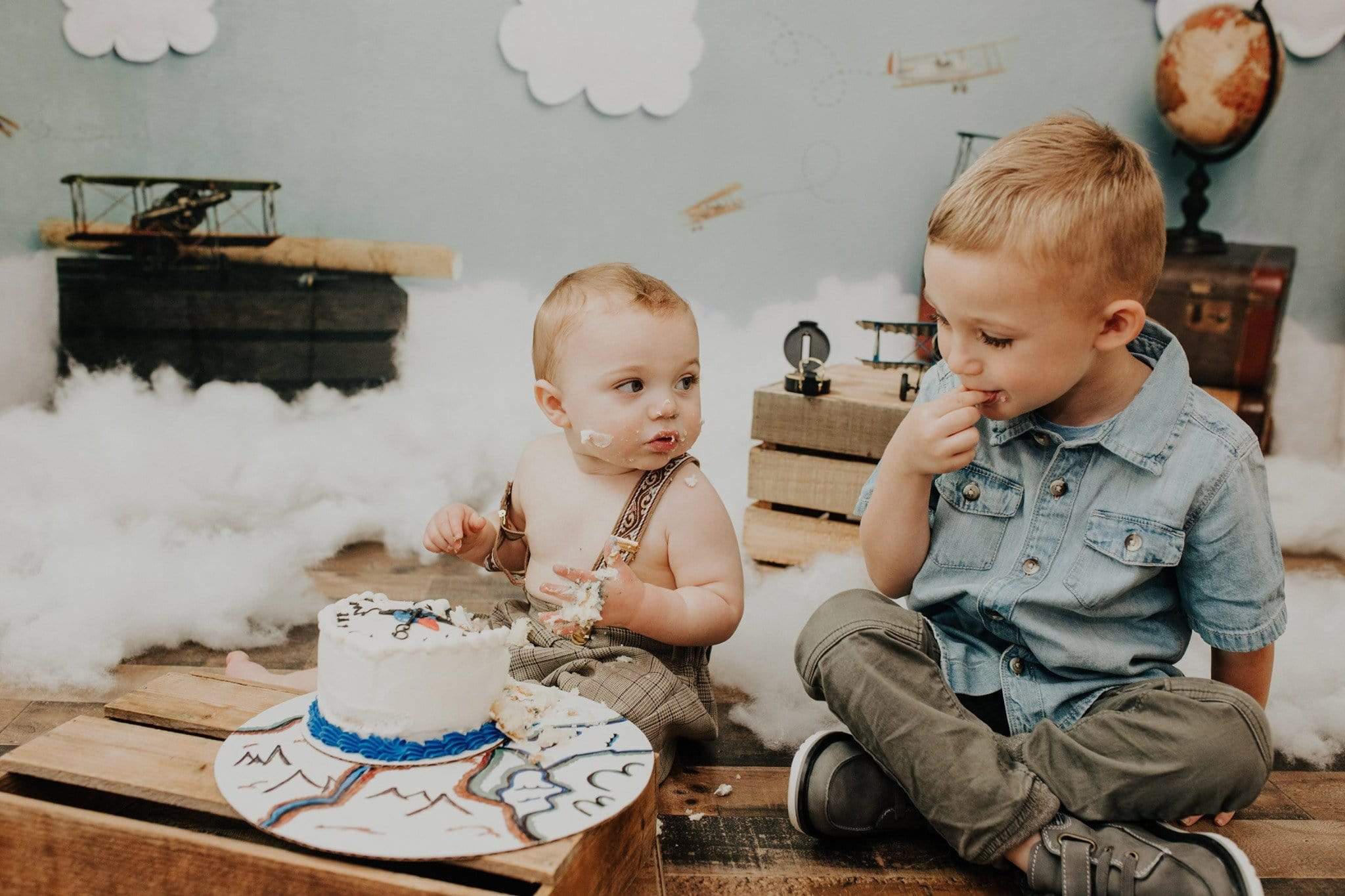 Katebackdrop£ºKate Come Fly with Me Cloud Back to School Children Backdrop for Photography Designed by Erin Larkins