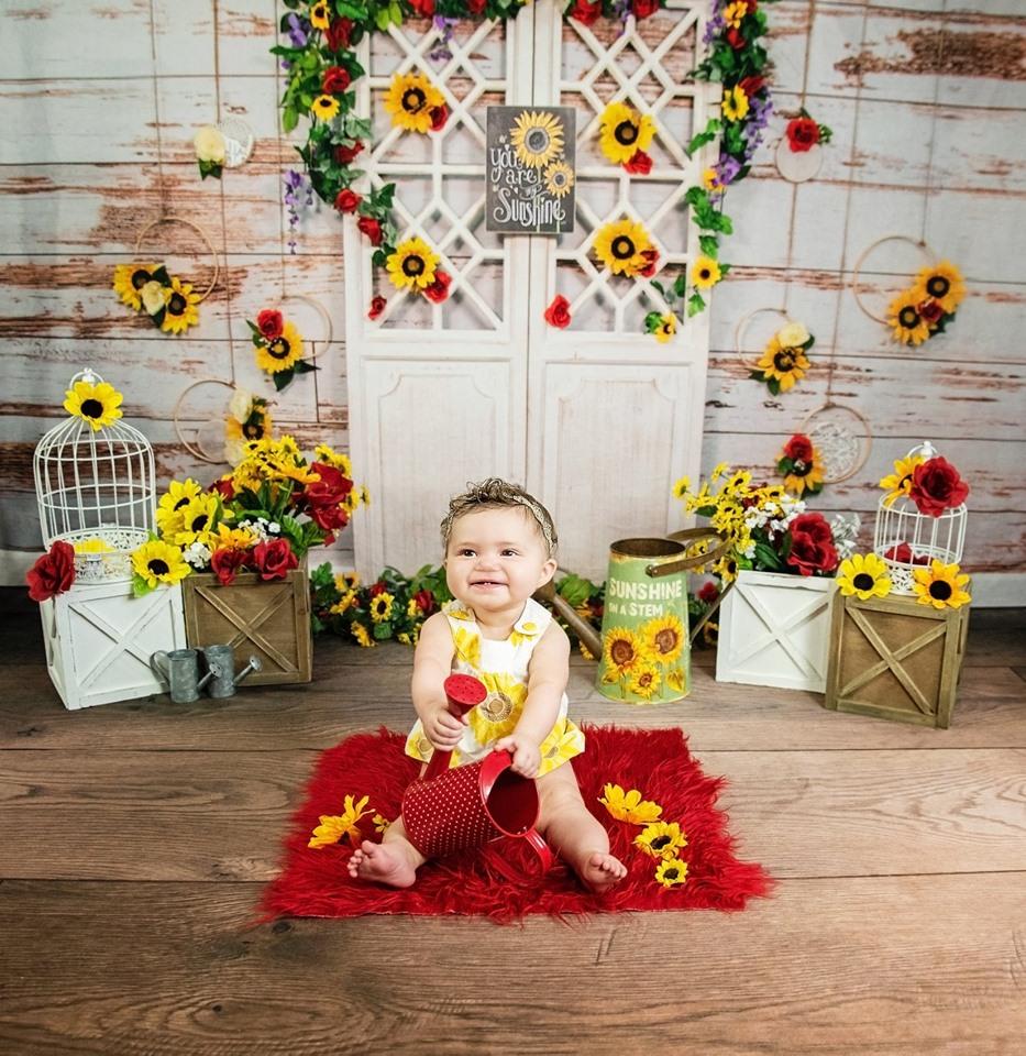 Katebackdrop£ºKate You Are My Sunshine Vintage Wall Summer Sunflower Mother's Day Backdrop Designed by Stacilynnphotography
