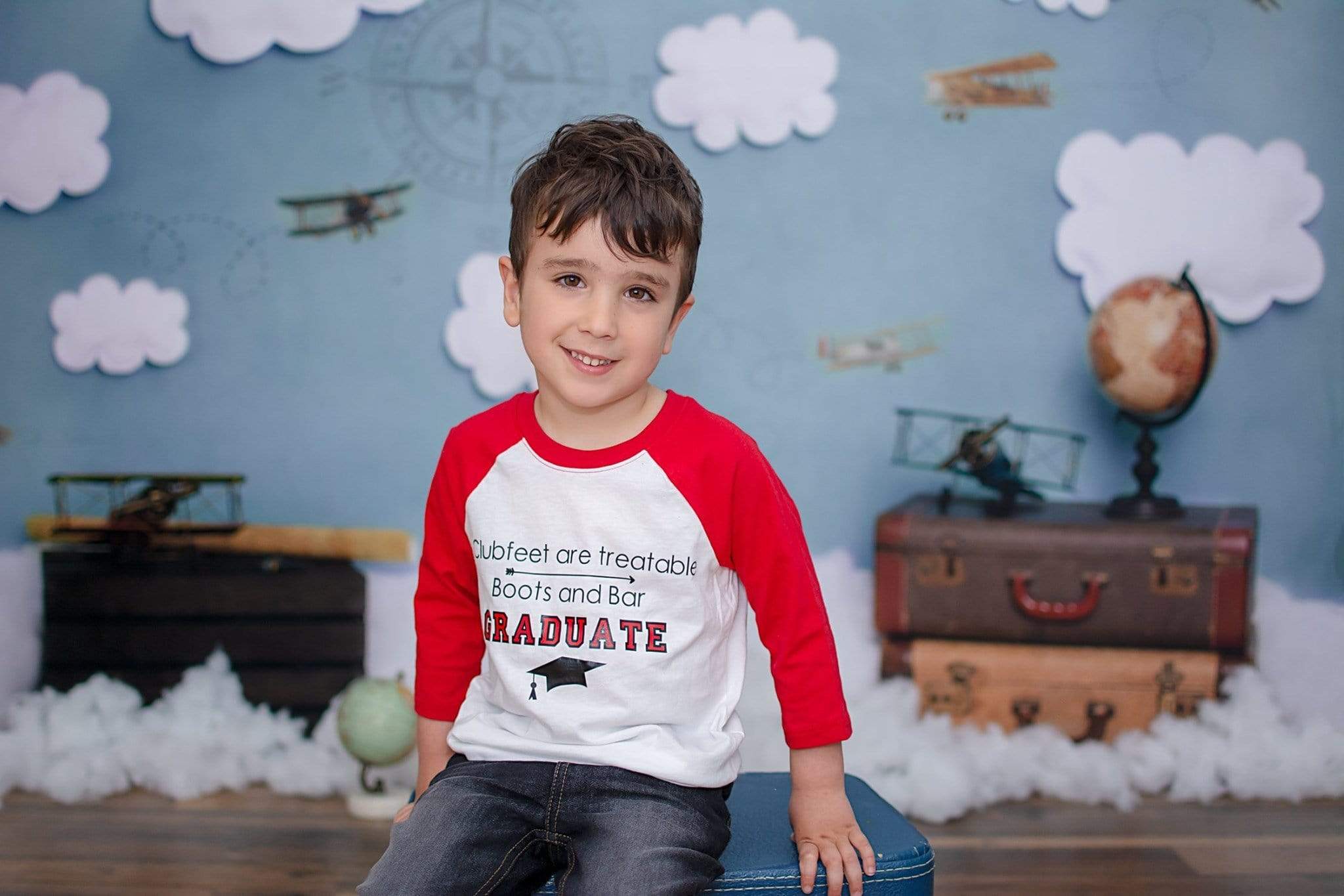 Katebackdrop£ºKate Come Fly with Me Cloud Back to School Children Backdrop for Photography Designed by Erin Larkins