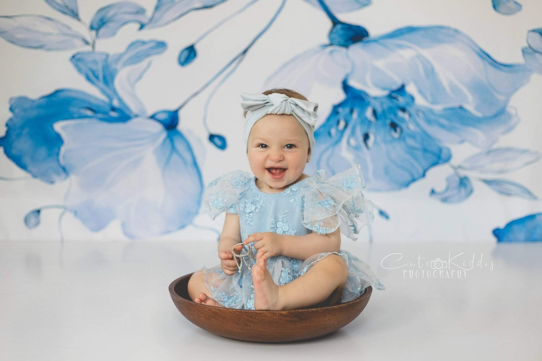 Kate Fleurs bleues Rétro Fête des mères Toile de fond pour la photographie - Kate Backdrop FR