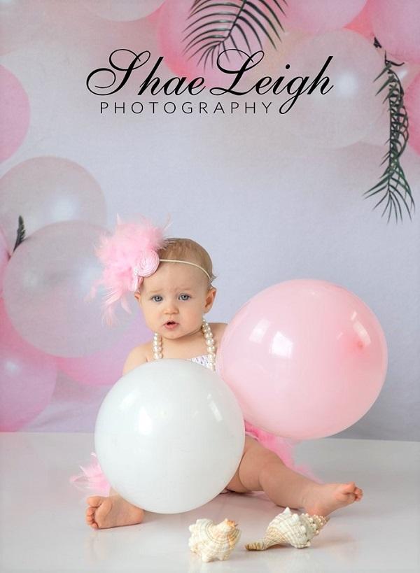 Kate Anniversaire Guirlande Ballons Rose Toile de fond conçue par Megan Leigh - Kate Backdrop FR