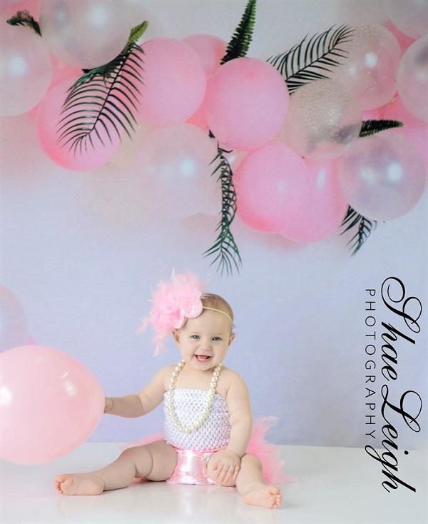 Kate Anniversaire Guirlande Ballons Rose Toile de fond conçue par Megan Leigh - Kate Backdrop FR