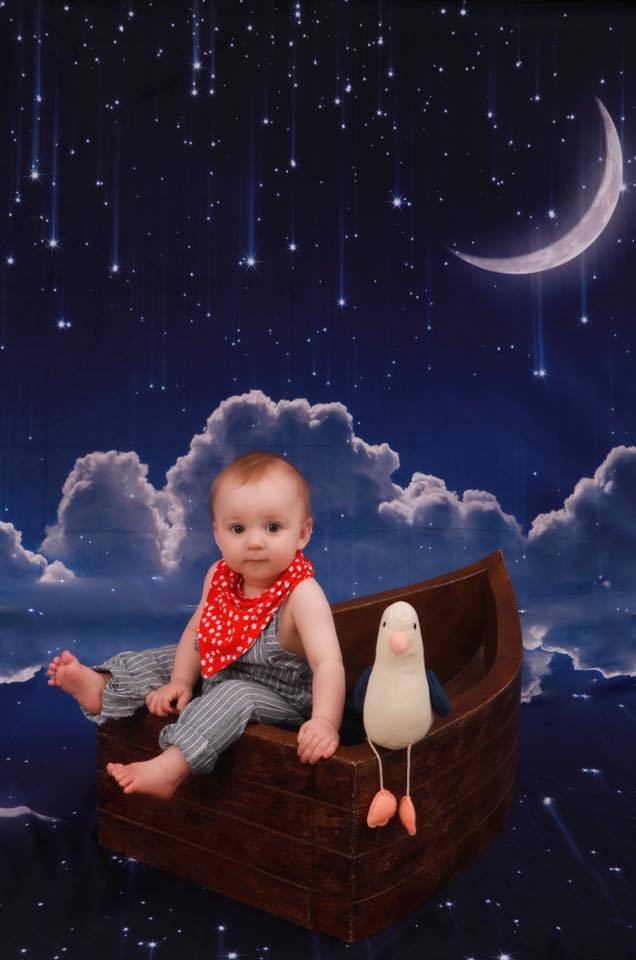 Katebackdrop£ºKate Night Sky with Moon and Cloud Children Backdrop for Photography