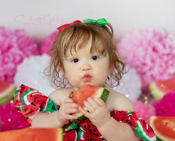 Kate Toile de fond d'anniversaire de pastèque rose et verte d'été pour la photographie conçue par Mandy Ringe Photographie