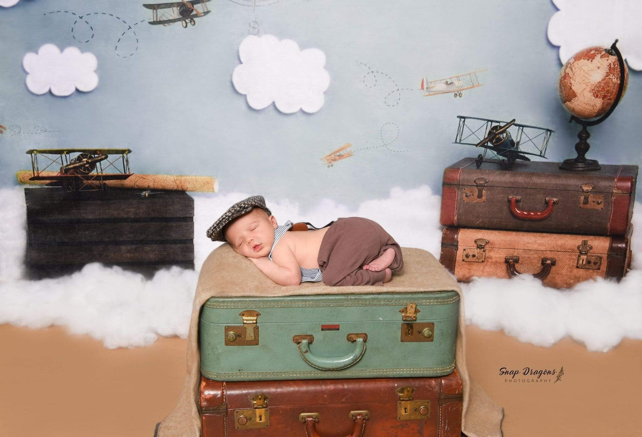 Katebackdrop£ºKate Come Fly with Me Cloud Back to School Children Backdrop for Photography Designed by Erin Larkins