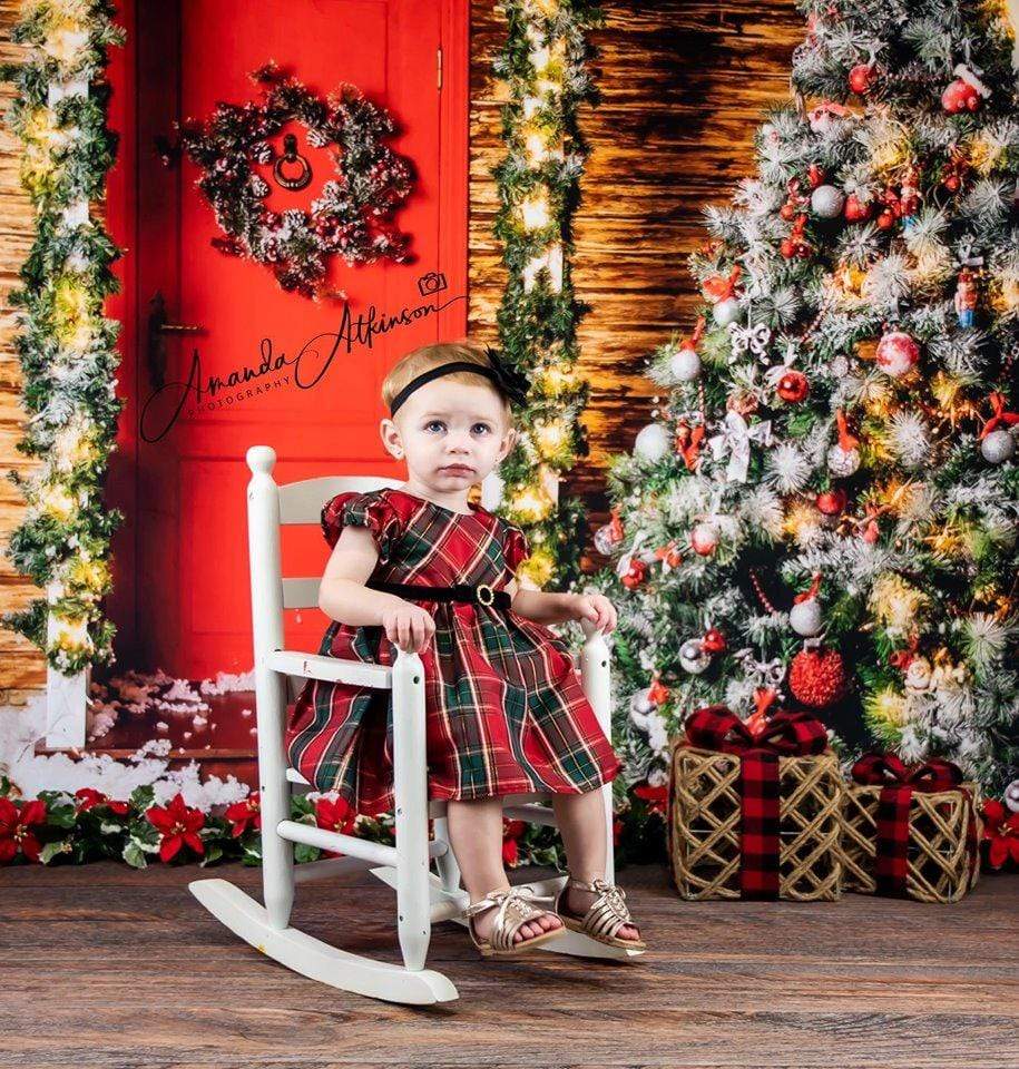 Katebackdrop£ºKate Christmas Trees Red Door Backdrops for Photography