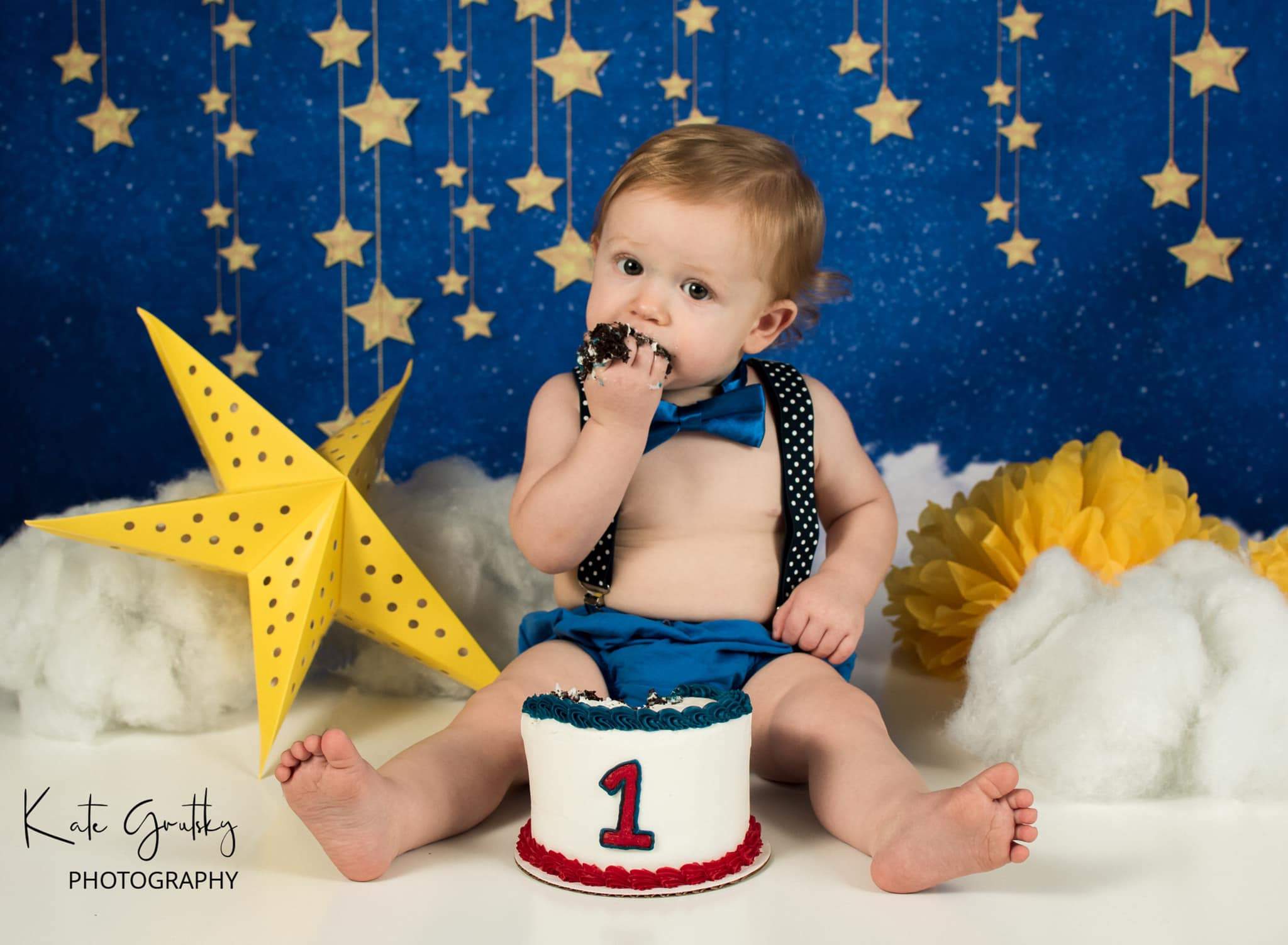 Katebackdrop£ºKate Night Sky with Bling Stars and Clouds Children Backdrop for Photography Designed by JFCC