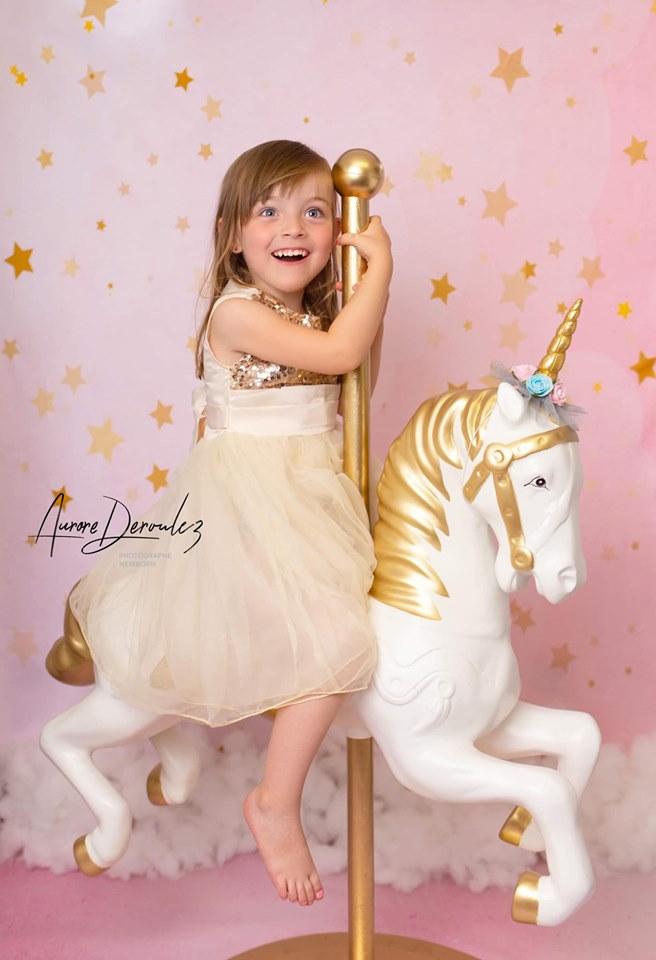Katebackdrop£ºKate Golden Stars Pink Birthday Backdrop for Children Photography Designed by JFCC