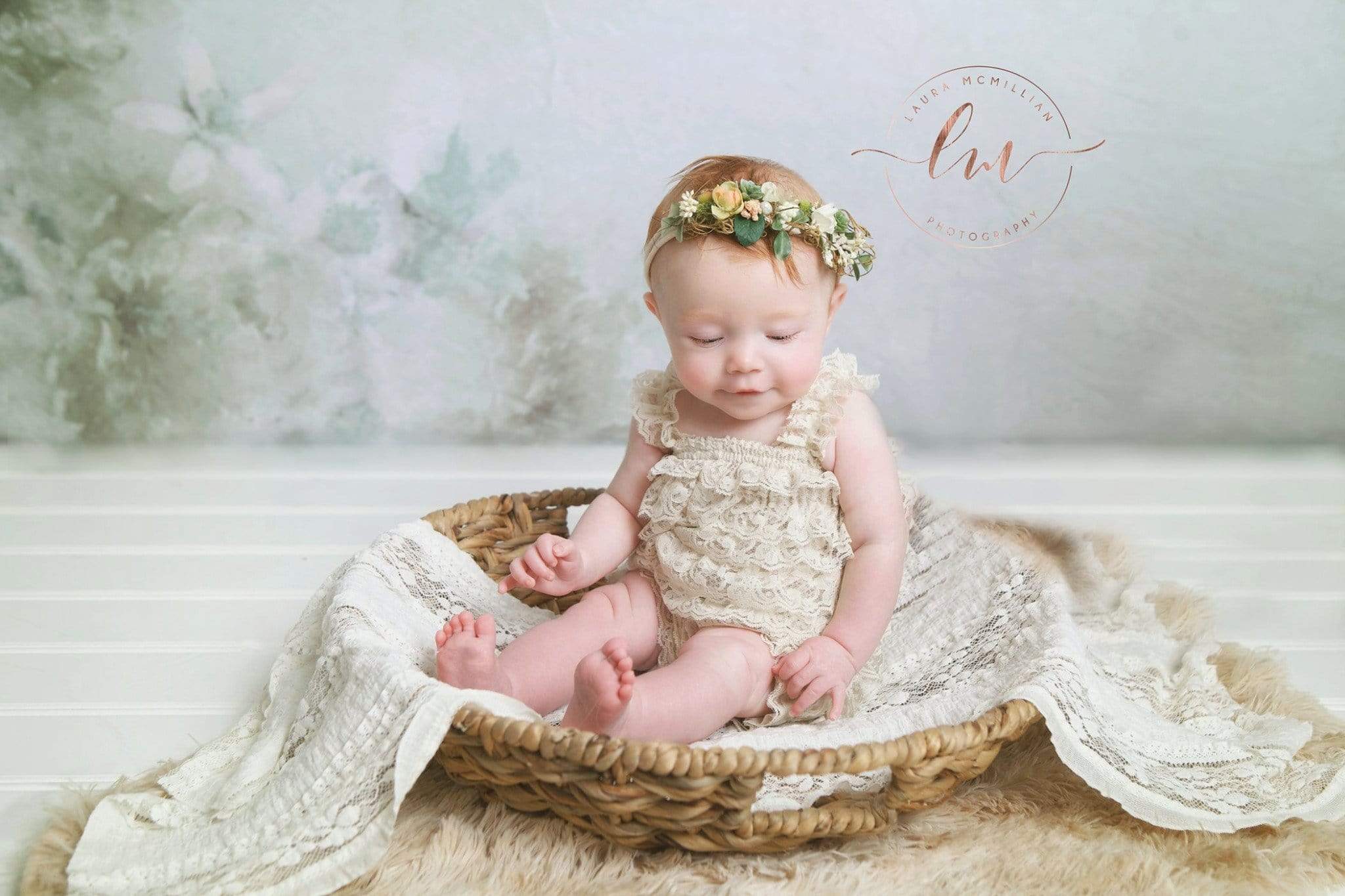 Katebackdrop£ºKate Fine Art Watercolors Green Flowers Abstract Backdrop designed by Veronika Gant