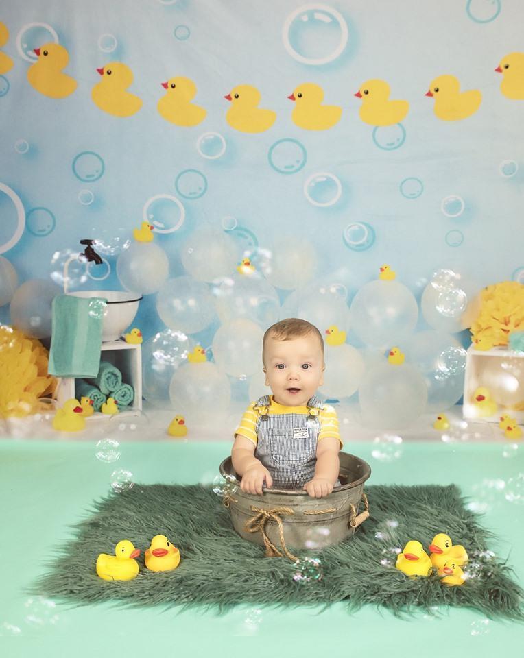 Kate Enfants Canard Jaune Bulles Ballons Toile de fond pour la photographie - Kate Backdrop FR