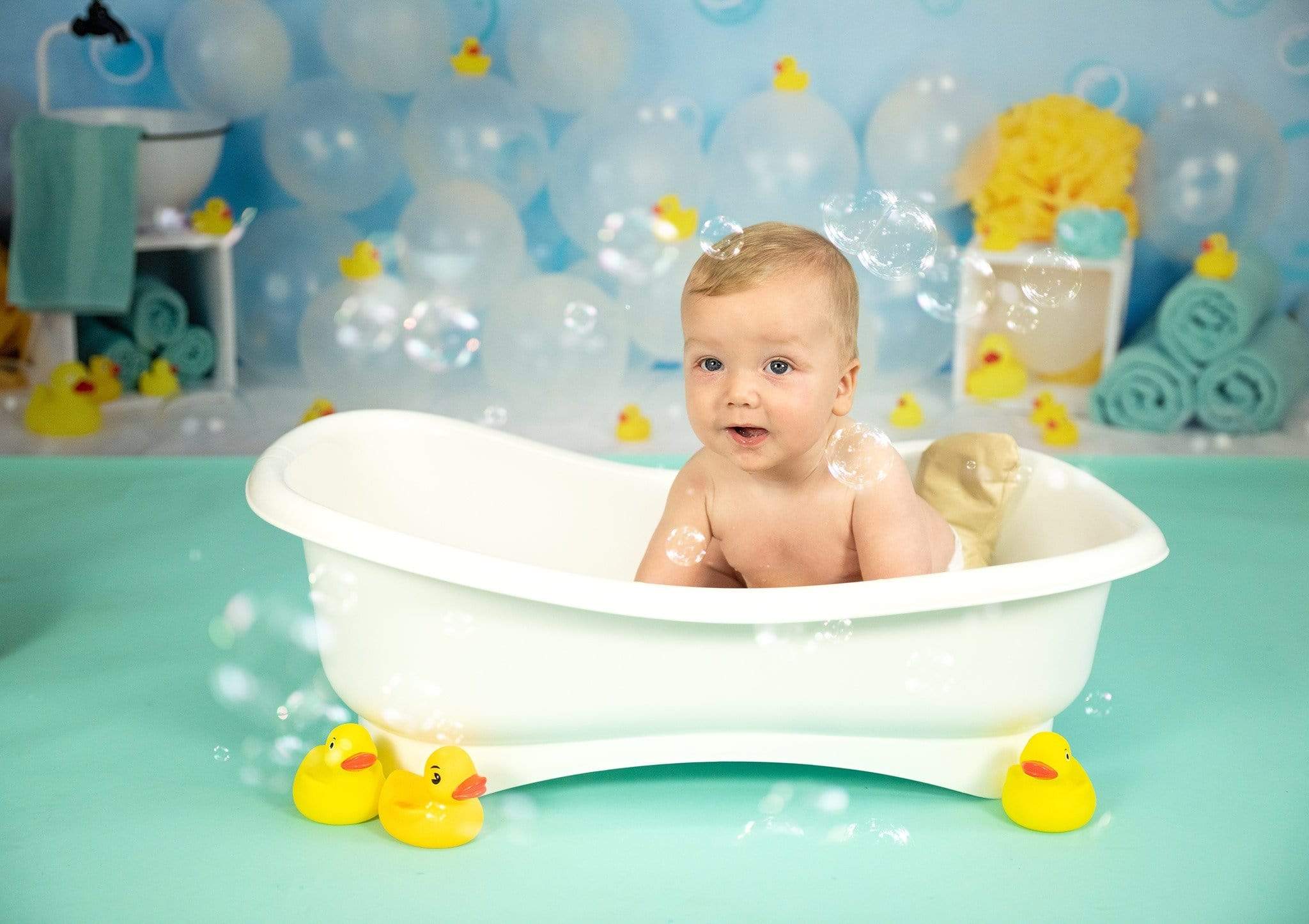 Kate Enfants Canard Jaune Bulles Ballons Toile de fond pour la photographie - Kate Backdrop FR