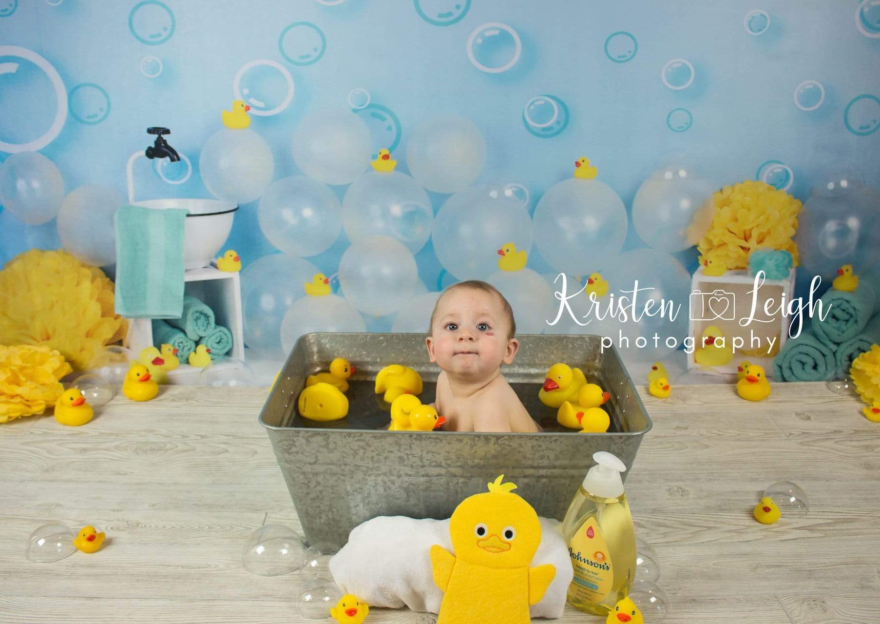 Kate Enfants Canard Jaune Bulles Ballons Toile de fond pour la photographie - Kate Backdrop FR