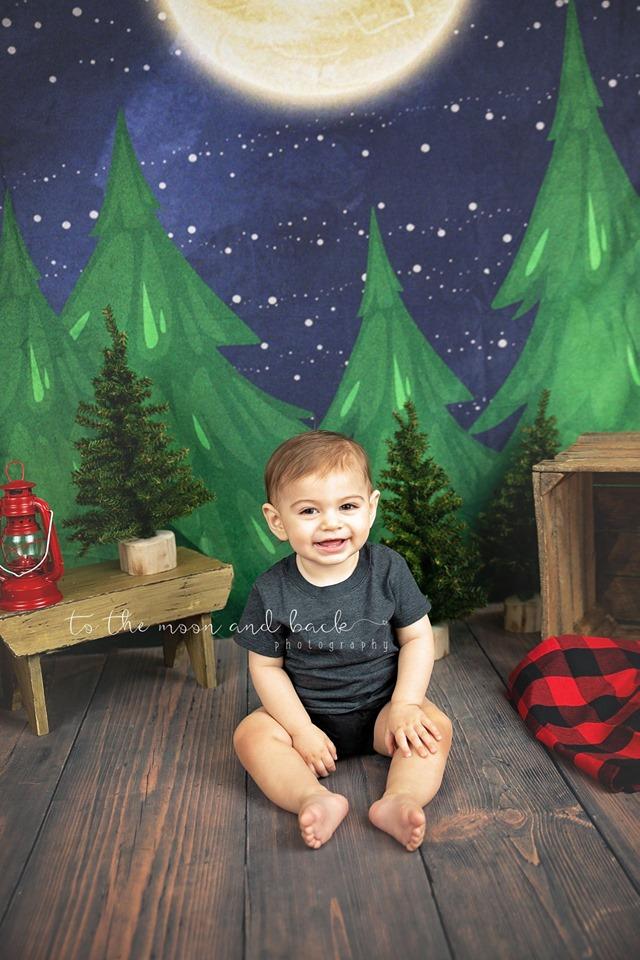 Katebackdrop£ºKate Christmas Farm Night with Moon Backdrop Designed By Jerry_Sina