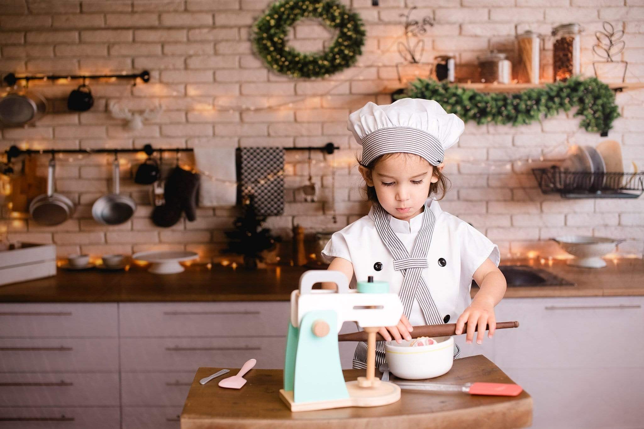 Katebackdrop拢潞Kate White Brick Wall Christmas Kitchen Backdrop Designed By Jerry_Sina