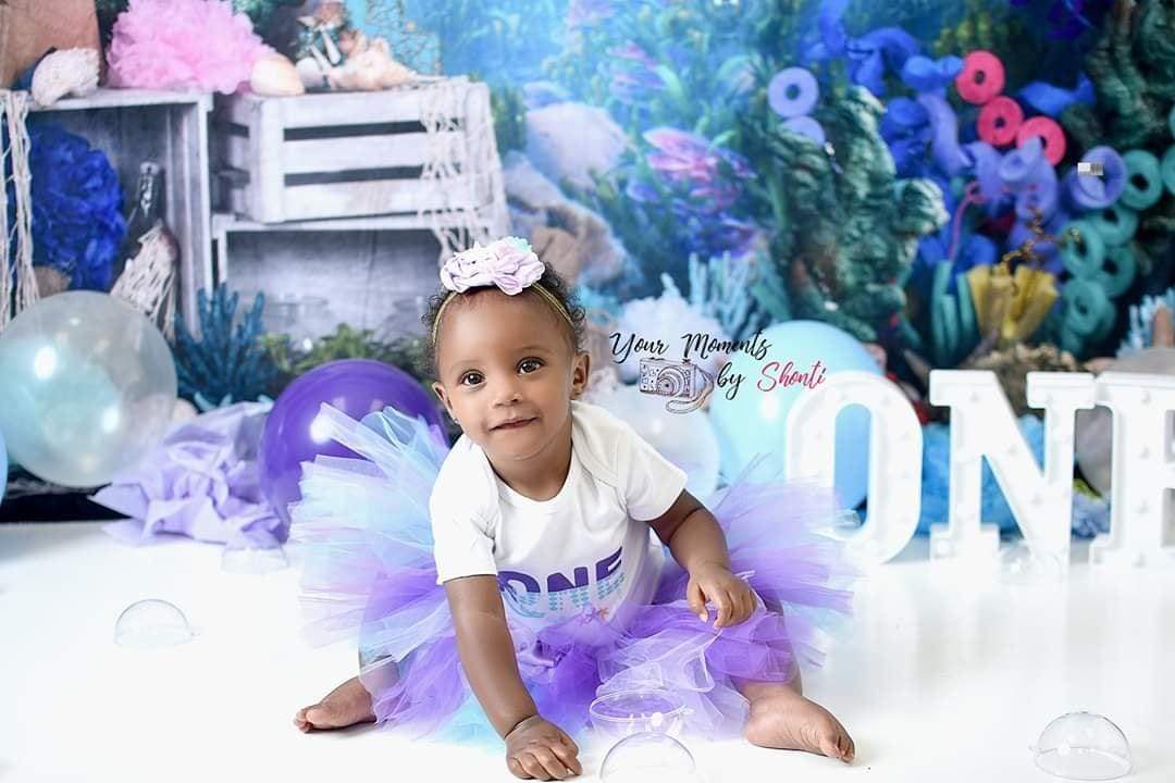 Katebackdrop£ºKate mermaid under sea 1st birthday cake smash summer backdrop designed by studio gumot
