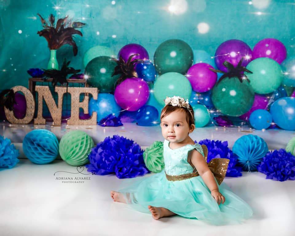 Katebackdrop£ºKate 1st Birthday Balloons Bokeh Backdrop for Photography Designed by Cassie Christiansen Photography