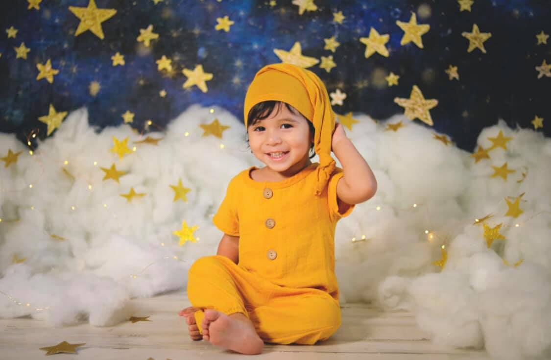 Katebackdrop£ºKate Night Sky with Gold Stars Children Backdrop for Photography Designed by Mandy Ringe Photography