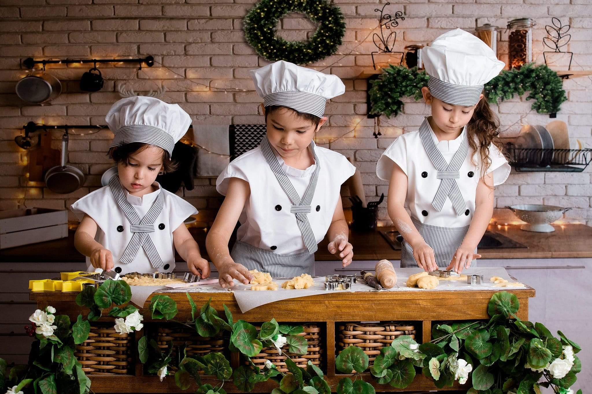 Katebackdrop拢潞Kate White Brick Wall Christmas Kitchen Backdrop Designed By Jerry_Sina