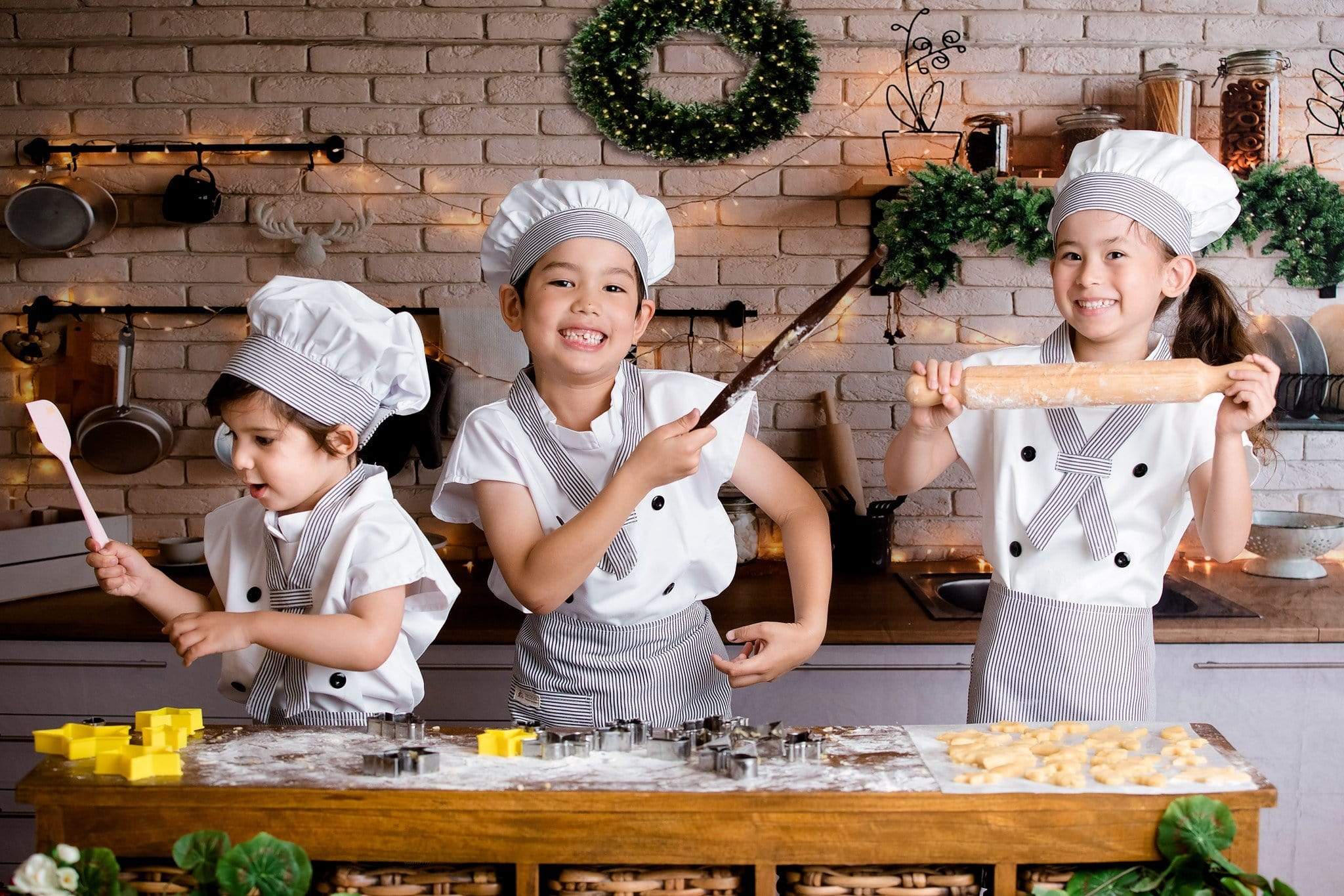 Katebackdrop拢潞Kate White Brick Wall Christmas Kitchen Backdrop Designed By Jerry_Sina