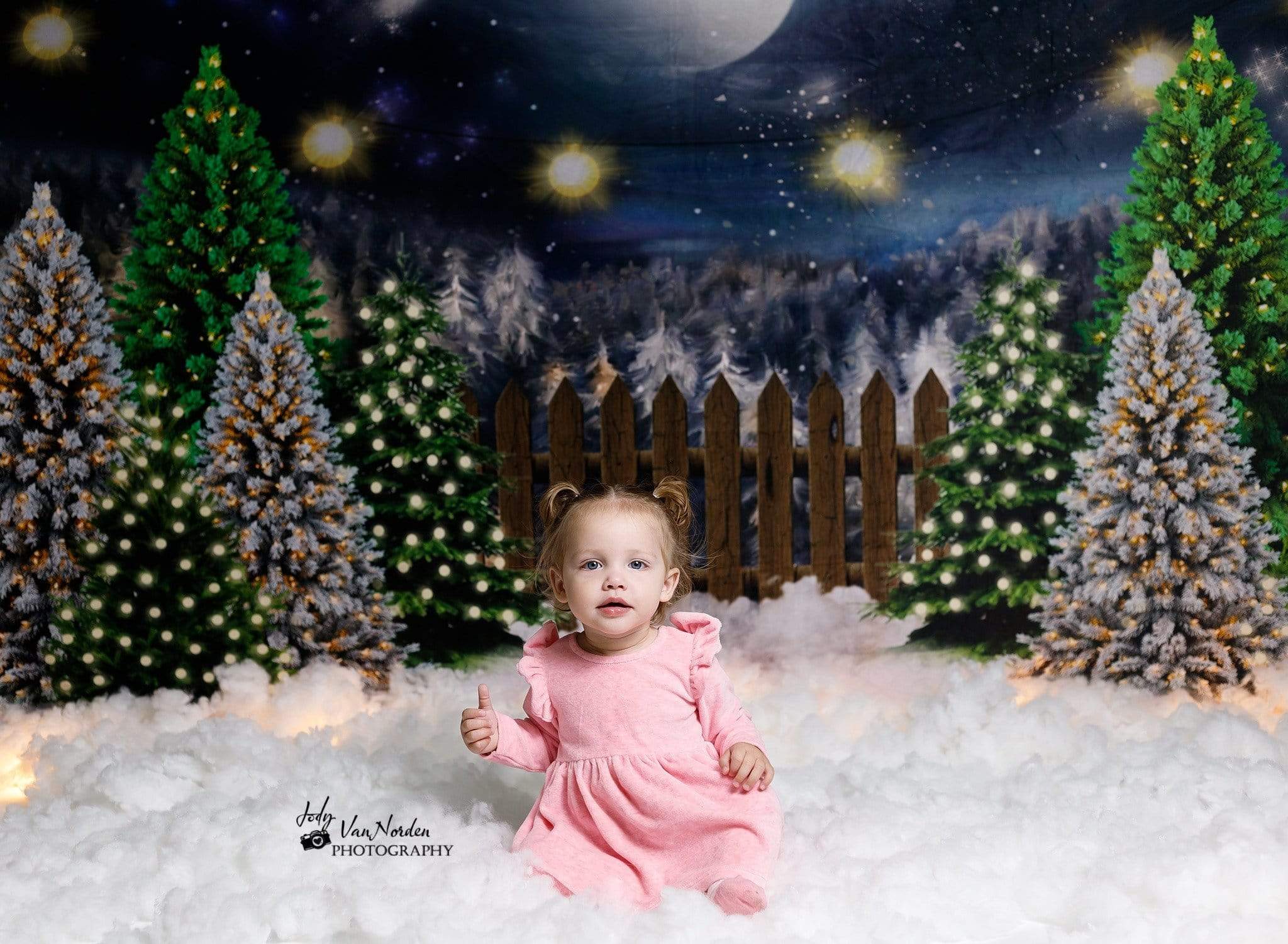 Katebackdrop£ºKate Christmas Night Pine Trees Farm Backdrop Designed By Jerry_Sina