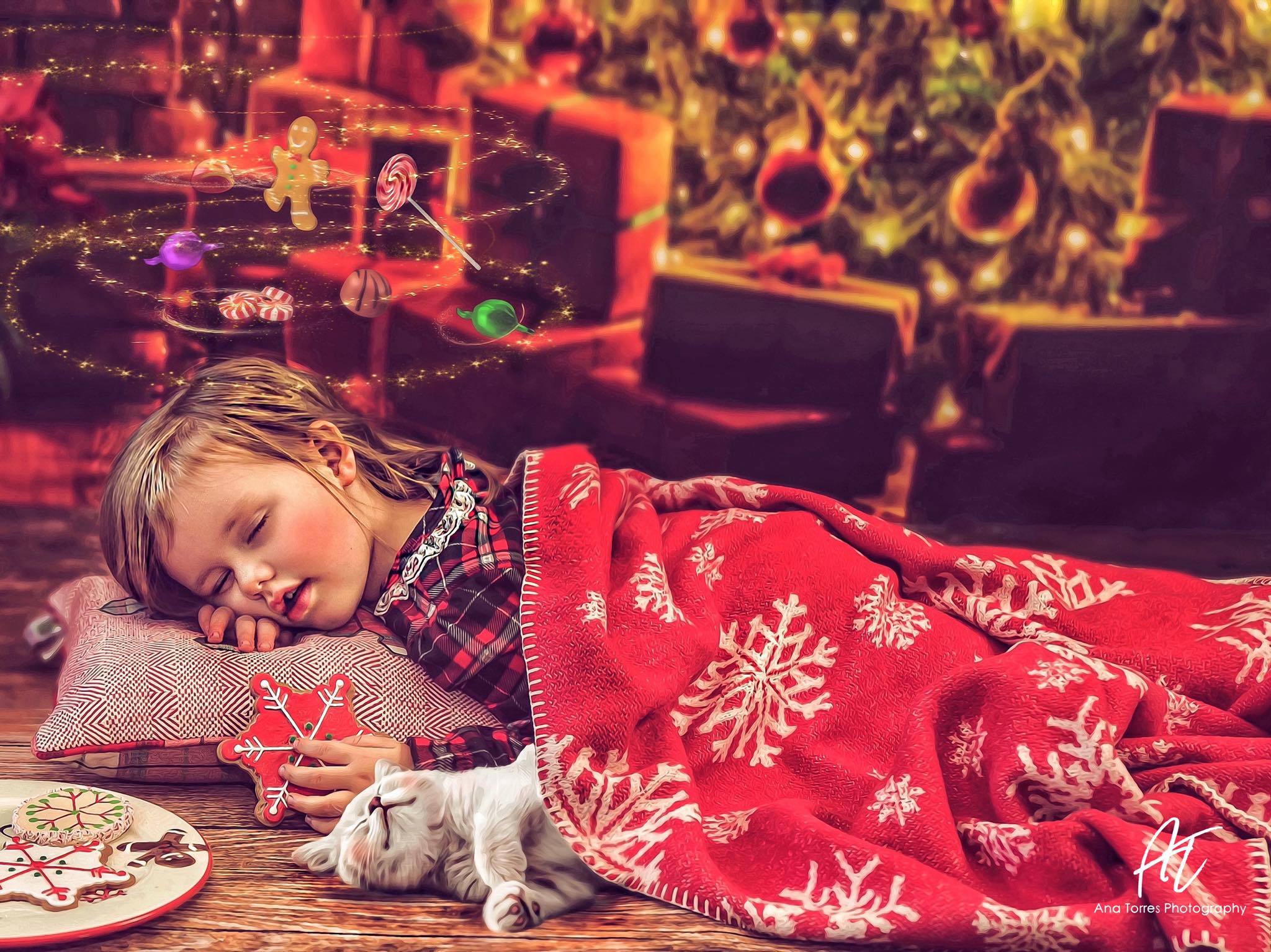 Katebackdrop£ºKate Christmas Tree Fireplace With Candle And Star for Photography