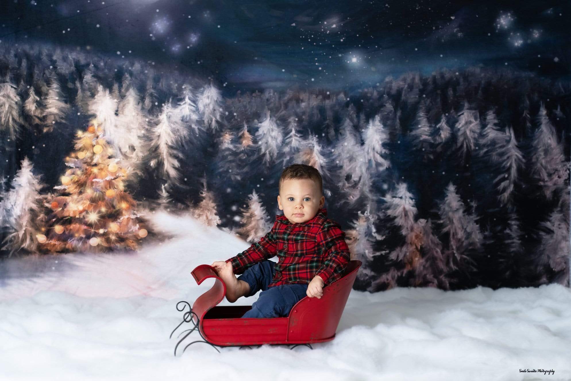 Katebackdrop£ºKate Winter Dream Christmas Night Trees Backdrop for Photography Designed By Jerry_Sina