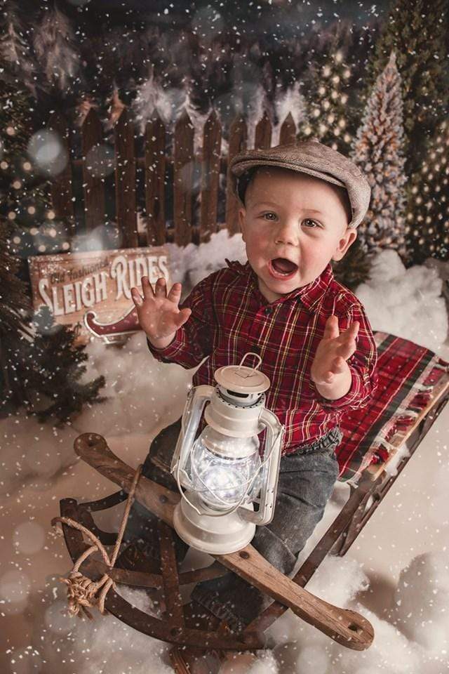 Katebackdrop£ºKate Christmas Night Pine Trees Farm Backdrop Designed By Jerry_Sina