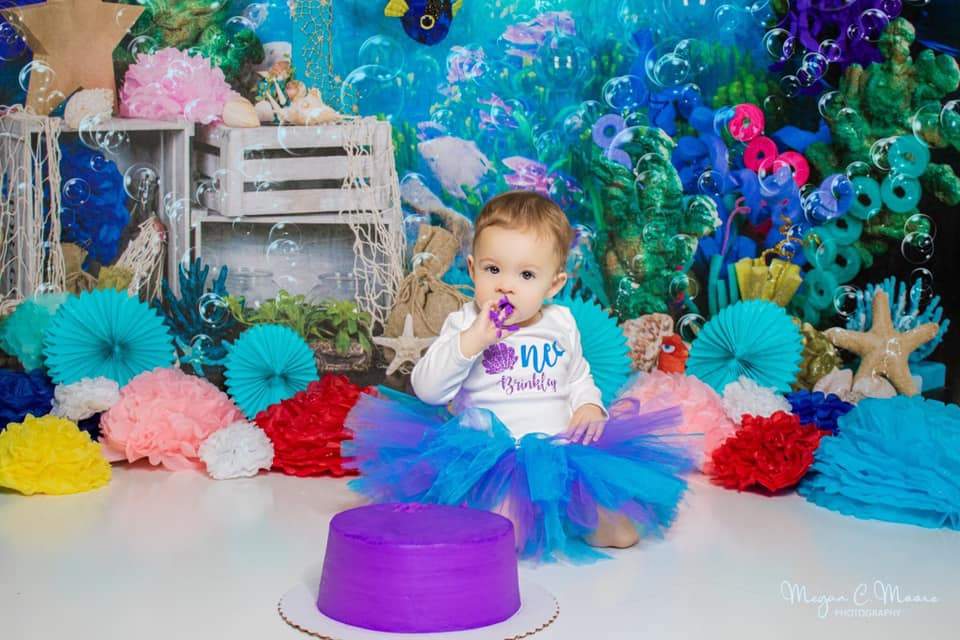 Katebackdrop£ºKate mermaid under sea 1st birthday cake smash summer backdrop designed by studio gumot