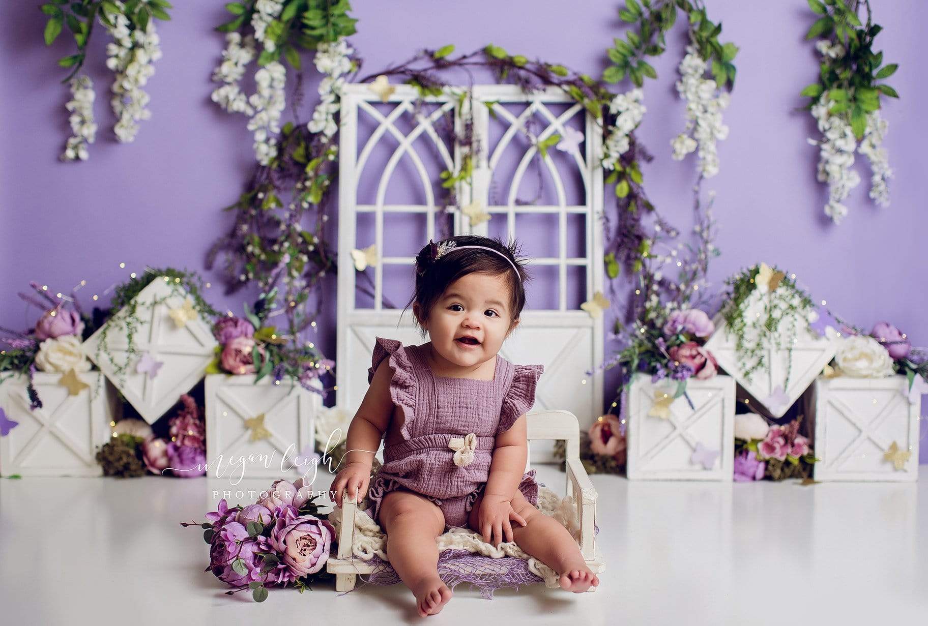 Kate Fleurs Violet Printemps Porte Toile de fond conçue par Megan Leigh - Kate Backdrop FR