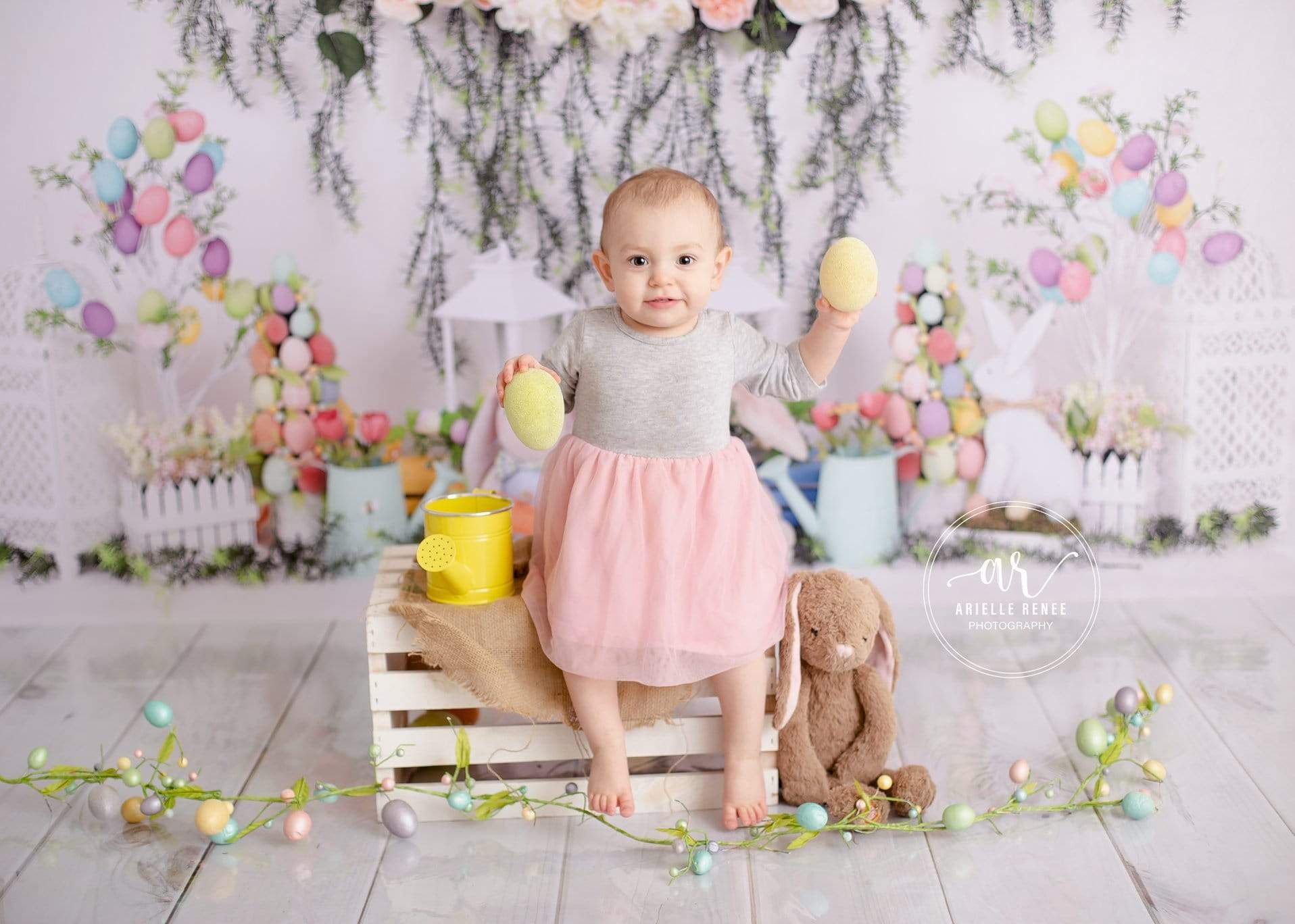 Katebackdrop£ºKate Easter with Rabbits Floral Backdrop for Photography