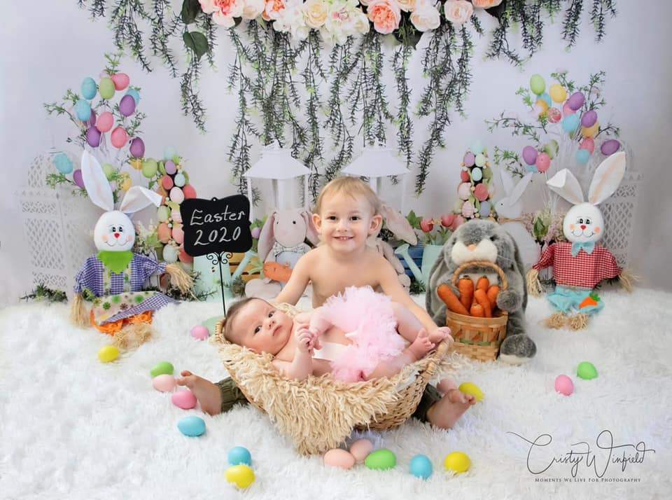 Katebackdrop£ºKate Easter with Rabbits Floral Backdrop for Photography