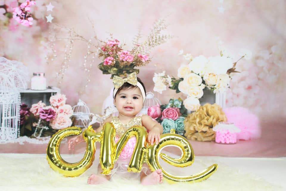 Kate Fleurs Rose Cage à oiseaux Cake smash Toile de fond conçue par Studio Gumot - Kate Backdrop FR