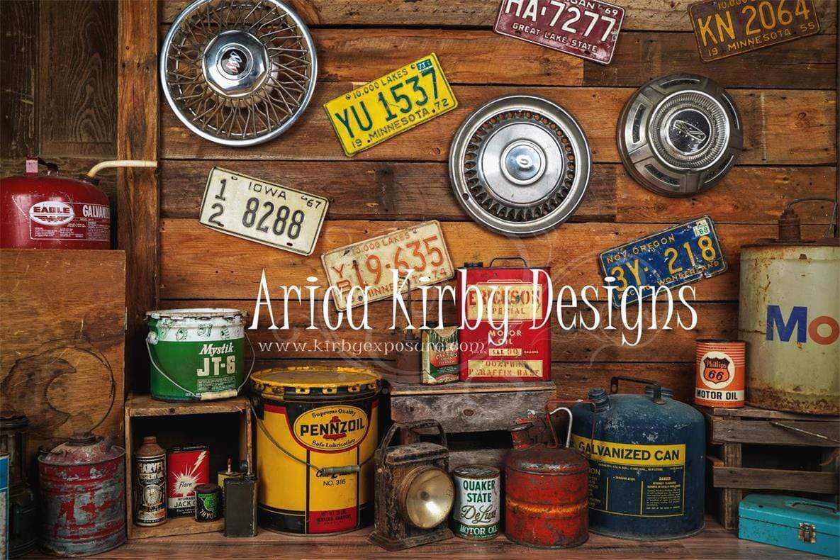 Kate Garage Enfant Fête des Pères Toile de fond conçu par Arica Kirby - Kate Backdrop FR