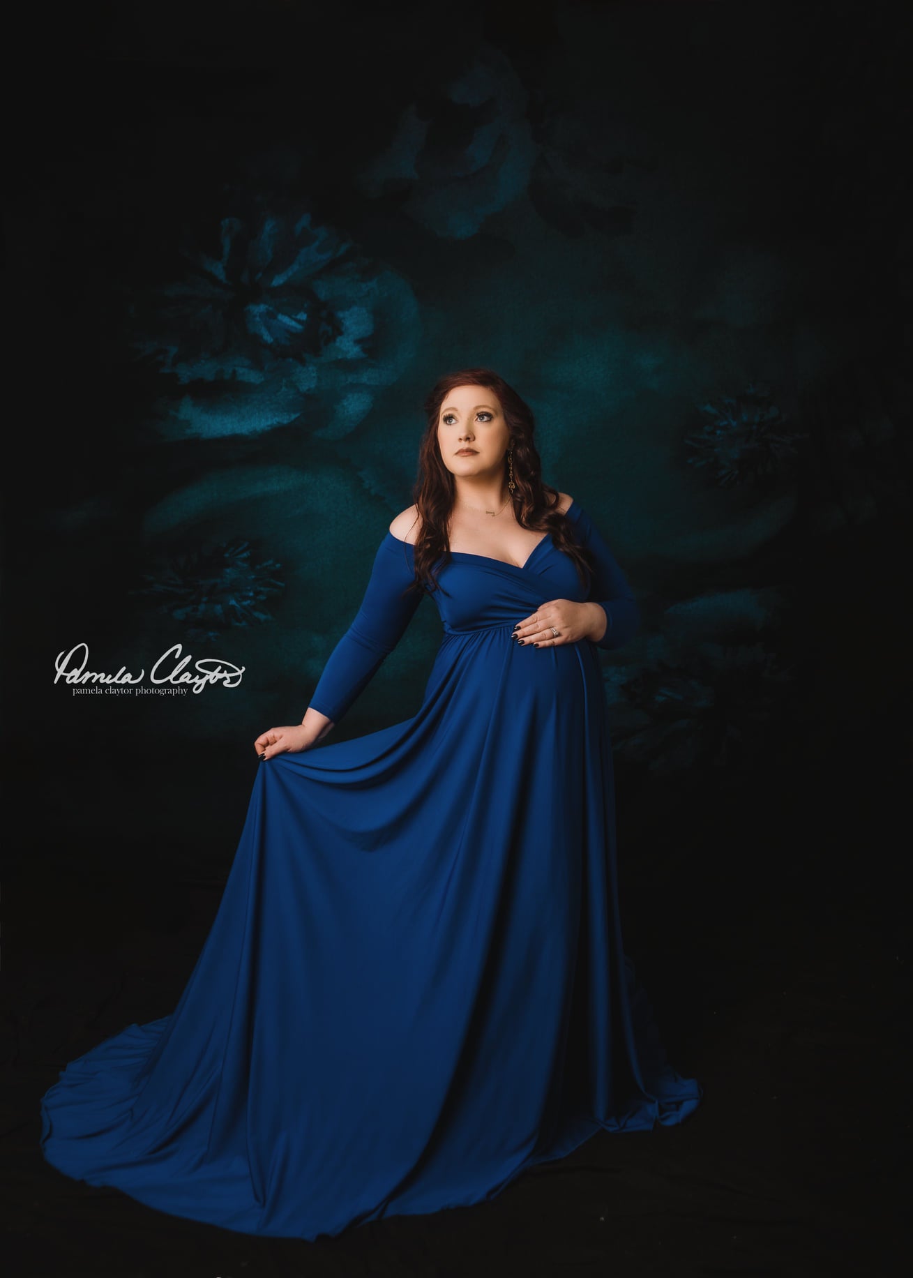 Kate toile de fond bleu-vert fleur d'art conçue par GQ - Kate Backdrop FR