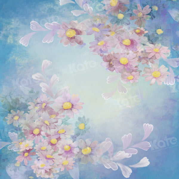 Kate Toile de fond Bleu Beaux-arts Vintage Fleurs Conçu par GQ - Kate Backdrop FR