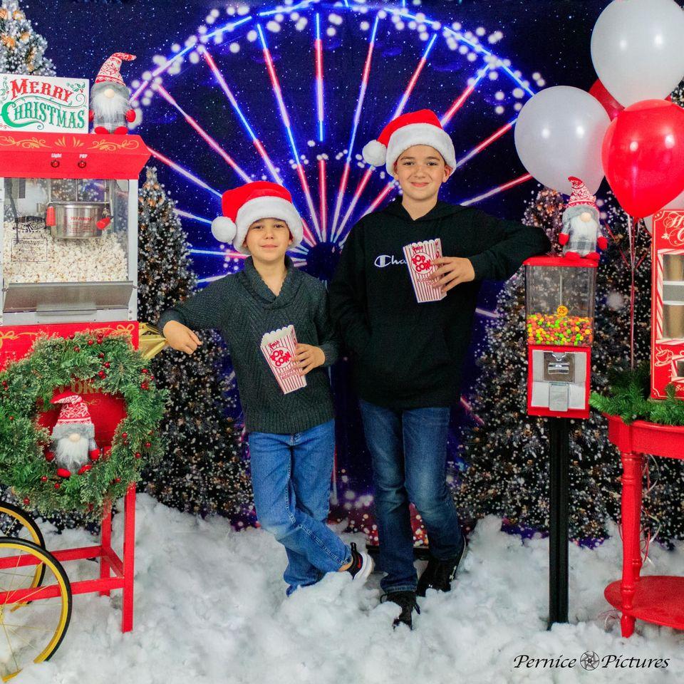 Kate Noël Grande roue Neige Lumière Nuit Hiver Toile de fond pour la photographie - Kate Backdrop FR