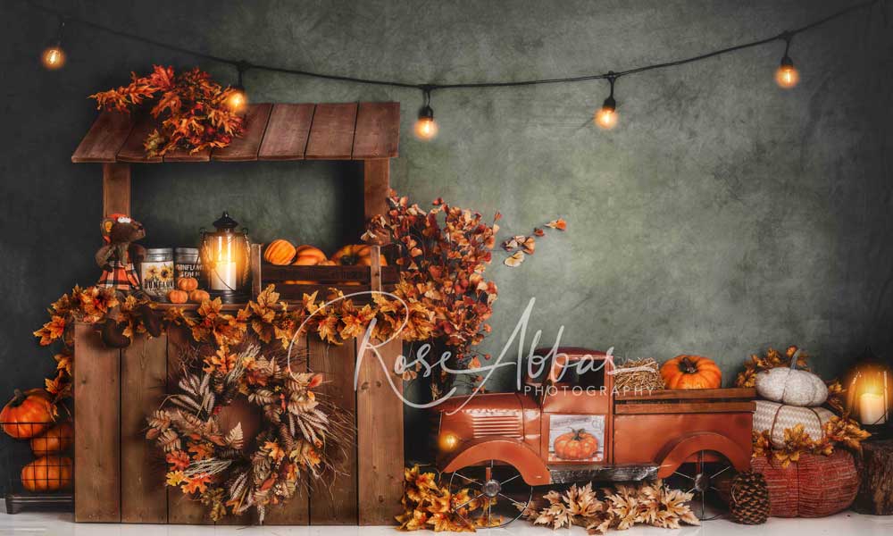 Kate Marché Automne Halloween Camion Toile de fond conçu par Rose Abbas - Kate Backdrop FR