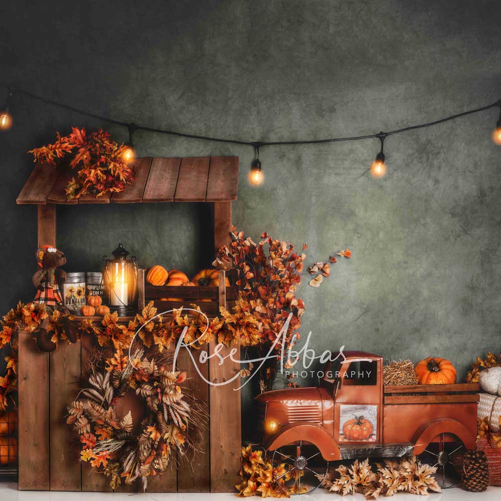 Kate Marché Automne Halloween Camion Toile de fond conçu par Rose Abbas - Kate Backdrop FR