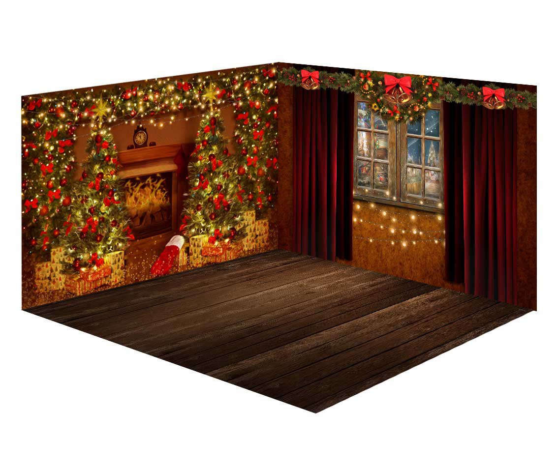 Kate Hiver Cheminée Sapin de Noël Ensemble de chambre (8pix8pi&10pix8pi&8pix10pi) - Kate Backdrop FR