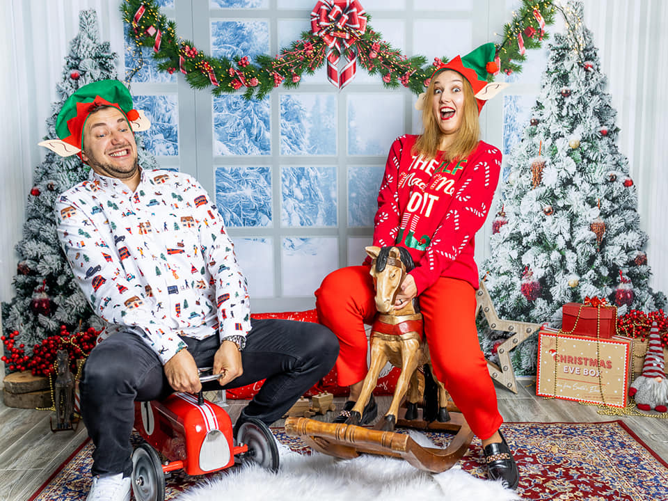 Kate Fenêtre Blanc Hiver Sapin de Noël Toile de fond Conçu par Chain Photographie - Kate Backdrop FR