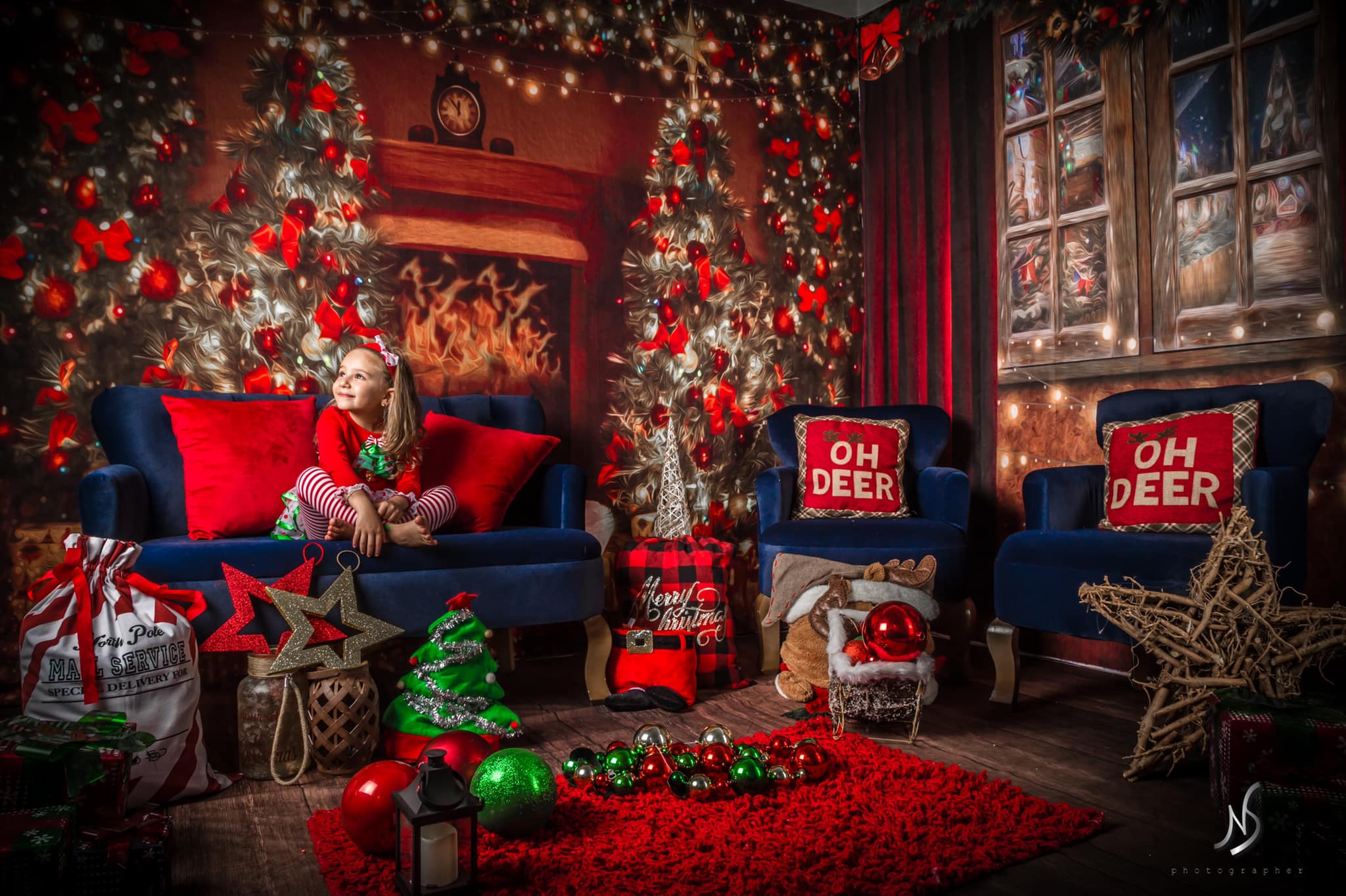 Kate Hiver Cheminée Sapin de Noël Ensemble de chambre (8pix8pi&10pix8pi&8pix10pi) - Kate Backdrop FR